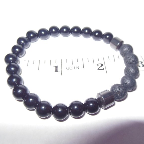 Black beaded stretch bracelet - Picture 1 of 2